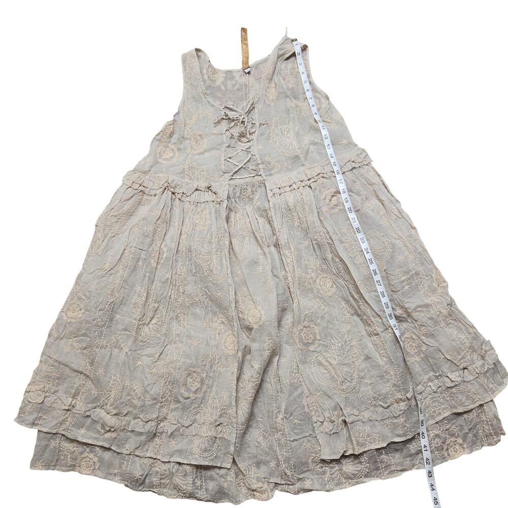 Ewa I Walla Embroidered Lace Up Layered Dress Cotton Beige - Picture 6 of 10